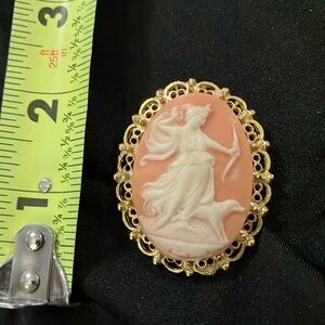 Ladies, large, beautiful vintage brooch/pen, cameo/dog